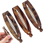 Winsyison 3pcs Banana Hair Clips, Non-Slip Large Hair Claws for Women, Classic Double Combs Hairpin Accessories for Thin Curly Straight Long Short Hairstyles- 3 Colors