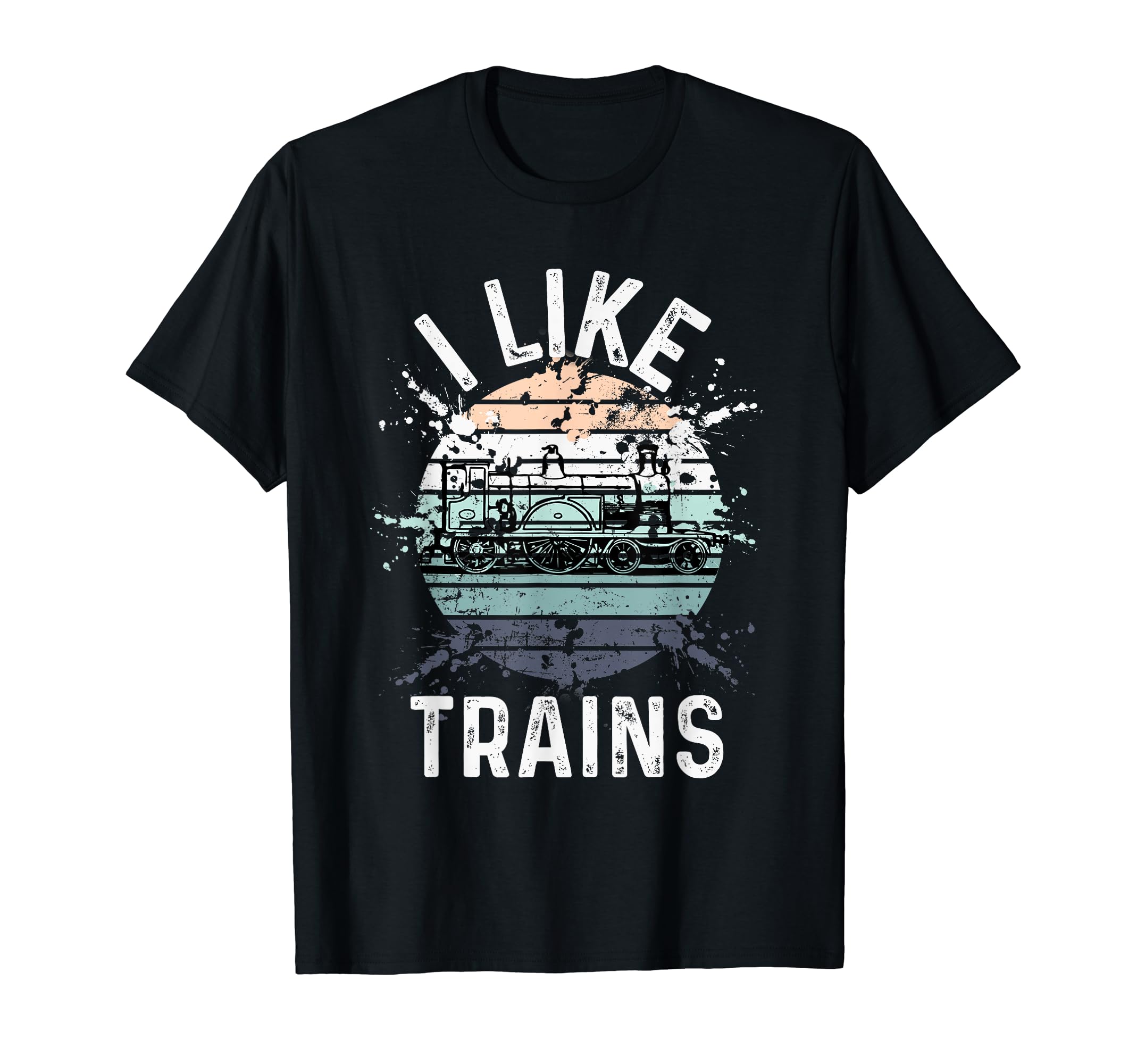I Like Trains Cool Retro Sunset Model Railroad Enthusiast T-Shirt