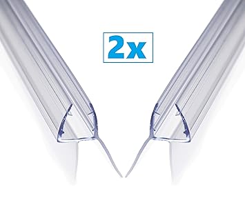 2 x 100 cm Duschtür und Duschkabinen Dichtung für 6mm, 7mm und 8mm Glasdicke - Schwallschutzleiste Gummilippe - Ersatzdichtun