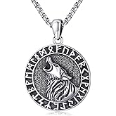 Eusense Viking Jewelry for Men Women Sterling Silver 925 Mjolnir Thors Hammer Pendant Celtic Cross Necklace Wolf Odin Raven Freya Goddess Norse Pagan Compass Vegvisir Yggdrasil Nordic Viking Necklaces Gifts