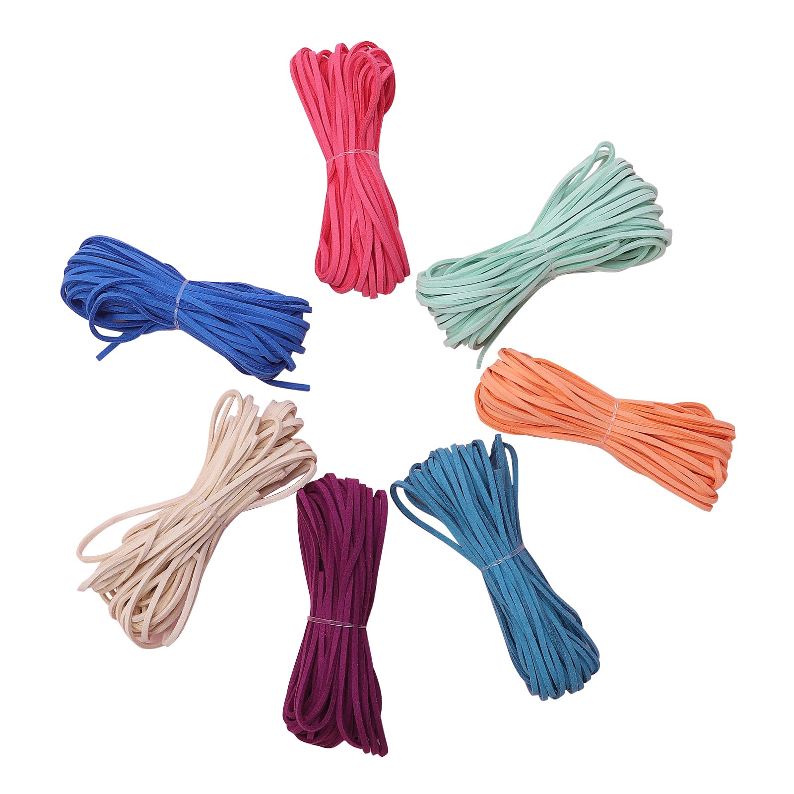 Micro-Fiber Flat Leather Lace Beading Thread Faux Suede Cord String for Jewellery Making Bracelet Necklace DIY Craft(7 Colors, 9.2m/roll) (Bright)