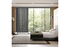 Yoolax Vertical Blinds Custom Blackout Vertical Window Shades Track Slats Set for Patio Sliding Doors(Dark Grey)