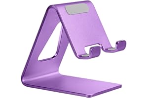 Aoviho Cell Phone Stand, Phone Holder for Desk, Aluminum Desktop Phone Dock for iPhone 15 14 13 12 pro 11 X Xs max 8 7 6 6s Plus SE Samsung All Smart Phones,Purple