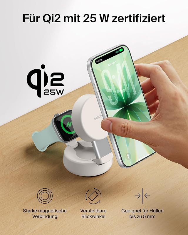 UltraCharge Pro 2-in-1 Qi2 Induktive Ladestation, 25W – Sandfarben