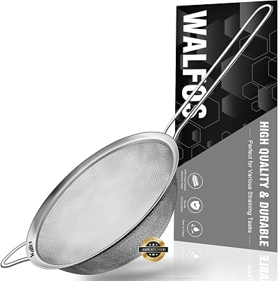 Walfos Fine Mesh Strainers 304 Stainless Steel with Reinforced Frame 20cm
