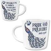 Steel Mill & Co Book Lovers Mug, Cute Coffee/Tea Ceramic Mug with Handle for Book Club, 14 oz Reading Themed Coffee Cup, Pride and Prejudice