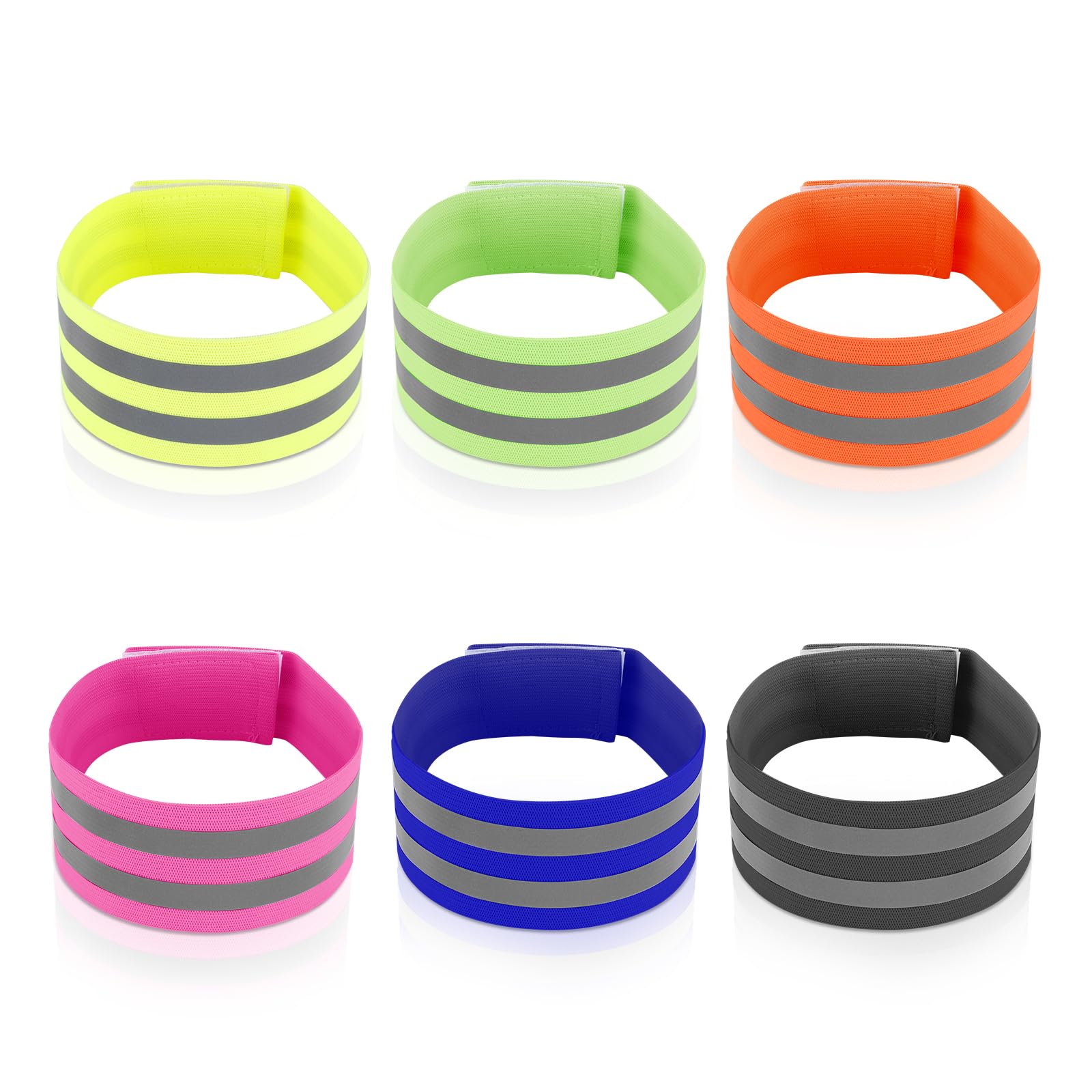 PEUTIER 12pcs Reflective Bands, Elastic Reflective Armband Running Gear Reflective Wristbands Arm Band Wrist Strap Ankle Leg, Outdoor Walking Accessories Women and Men at Night(Double Line Style)