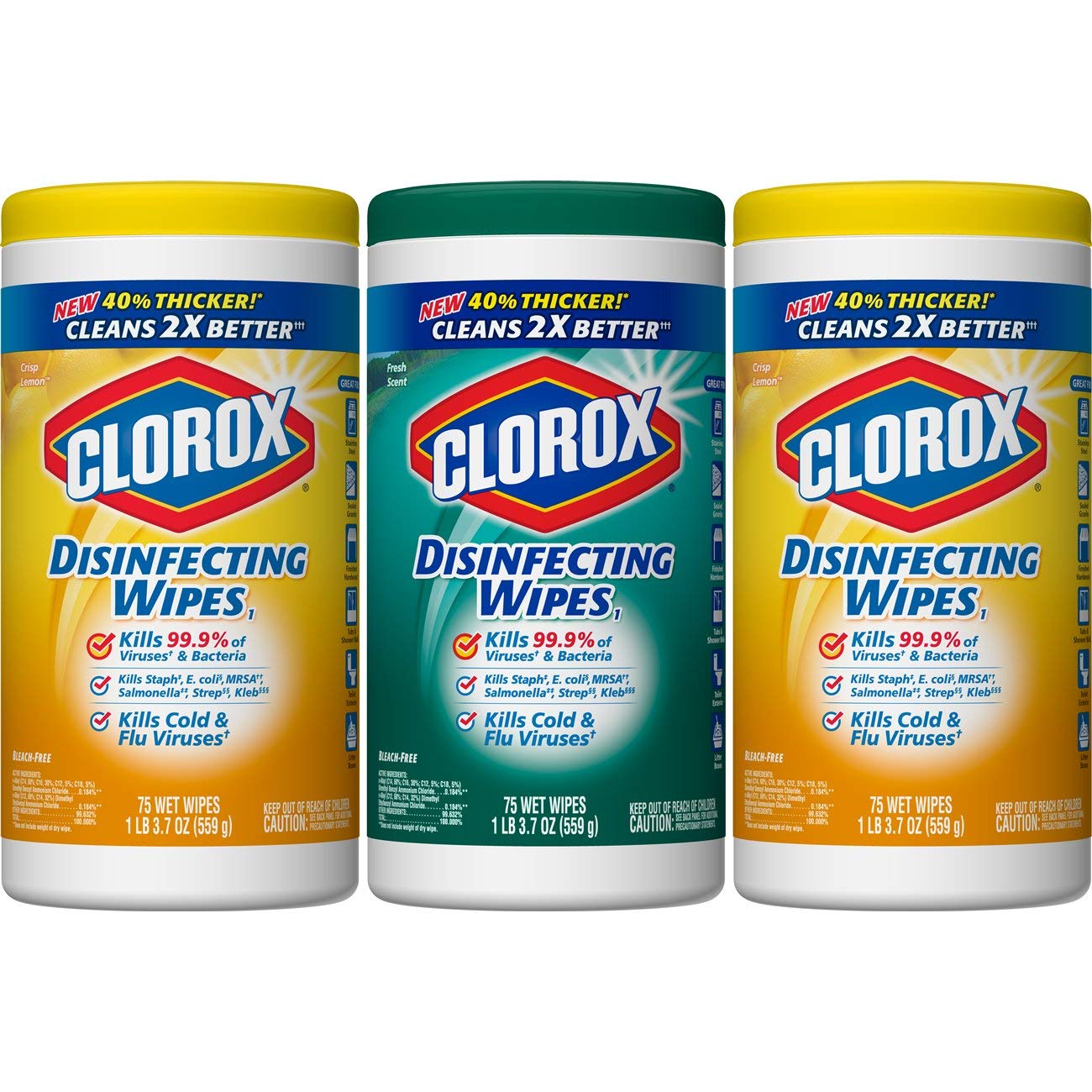 Clorox Disinfecting Wipes Value Pack, Crisp Lemon and Fresh Scent - 3 Pack - 75 Each