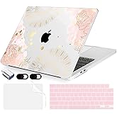 MecBevia Compatible with MacBook Air 15 inch Case, M4 A3241/M3 A3114/M2 A2941 (Released 2025 to 2023), Hard Shell, Keyboard Cover, Screen Protector, Webcam Cover & Type-C Adapter, Vector Flower2