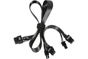 Certusfun PCIE Cable for Corsair, 65CM 8 Pin to Dual 6+2 Pin PCIE Power Cable for Thermaltake, Male to Male GPU Cable for ARESGAME Modular Power Supply (65cm+15cm)