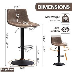 Finnhomy Bar Stools Set of 2, Swivel Adjustable