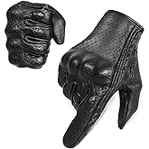 Superbike Full Finger Goat Skin Leather Touch Screen Motorcycle Gloves Men/Women S,M,L,XL,XXL (Perforated, L)