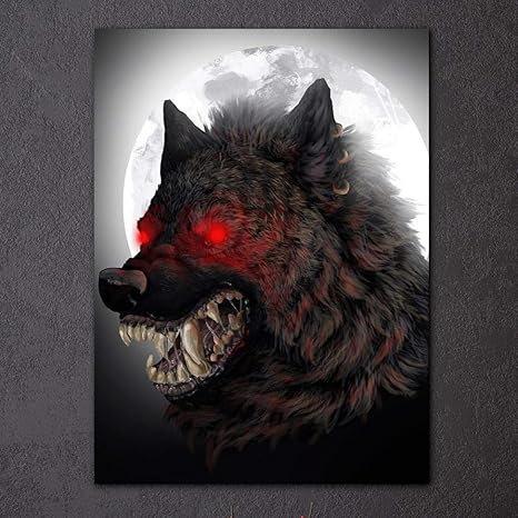 Moderne Leinwand Wand Kunst Baumwollmischung Leinwand Rote Augen Gluhen Wolf Fresh Look Farbe Strassen Graffiti Wand Kunst Wandkunst Buro Leinwand Wand Dekorationen Gemalde Abstract Wall Artwork Amazon De Kuche Haushalt