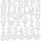 40PCS Pearl Rhinestone Letters Numbers Patches Self Adhesive Alphabet A-Z Glitter Number 0-9 Heart Pearls Repair Patch Stickers for DIY Clothing Bags Backpacks Crafts Decor