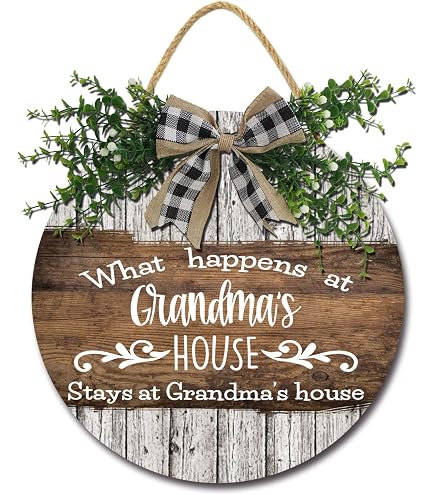 5x8 Omi's House Sign with Magnolia Flower What Happens at Omi's House Stays at Omi's House Vintage Style Decorative Household Family Home Décor German Grandma Nickname Gift Signs for Grandmothers