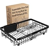 MAJALiS Expandable Dish Drying Rack Over The Sink with Anti Slip Grip | Stainless Steel Dish Drainer for Small Kitchen, Apartment, RV, Counter Space Saving, Perfect Fit, Anti-Slip, Rustproof