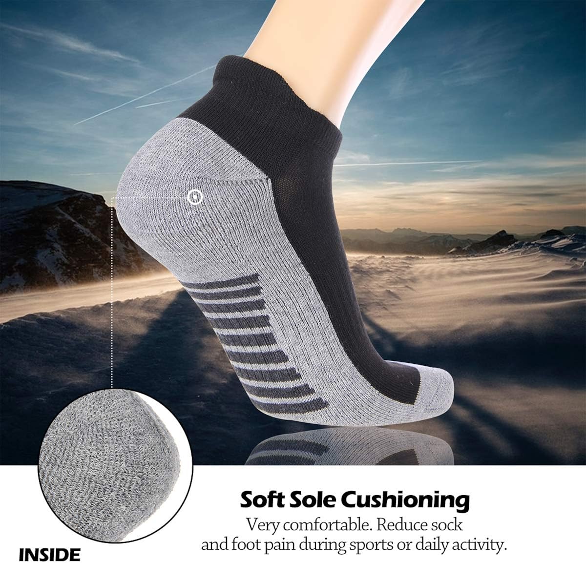 Eallco Mens Ankle Socks Low Cut Athletic Cushioned Running Tab Socks 6 Pack: Clothing