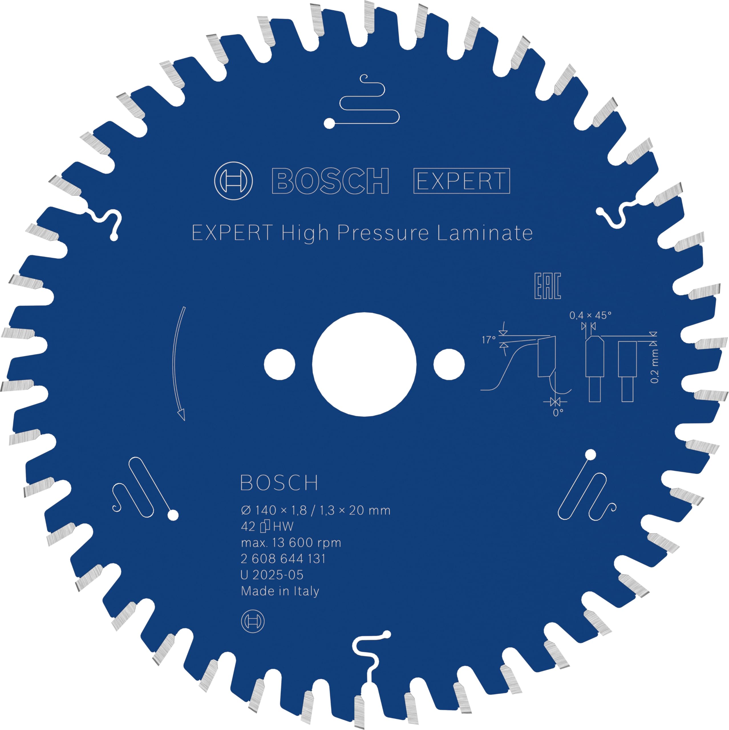 Bosch 1x EXPERT High Pressure Laminate Corded Circular Saw Blade for Handheld Circular Saw (for HPL High-pressure laminate, Ø mm, Professional Accessory Hand-Held Corded Circular Saws)