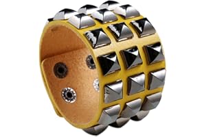 Edgda Punk Rock Pyramid Rivet Studded Wristband Wide Pu Leather Arm Cuff Bracelet