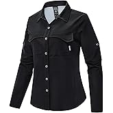 Haimont Women's Travel Hiking Fishing Button Down Shirt, UPF 50+ UV Long Sleeve Sun Shirts for Outdoor Camping Sailing