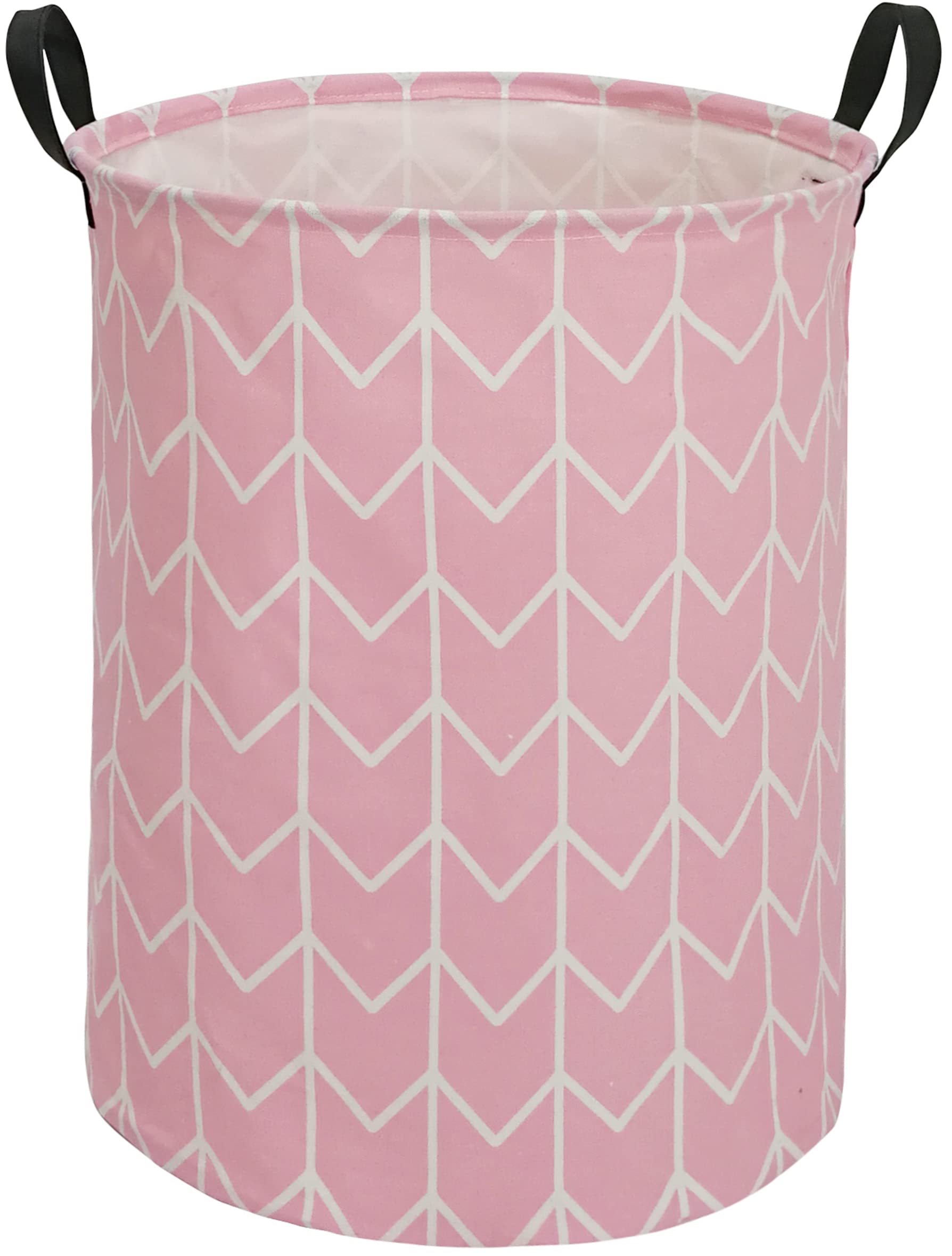 Photo 1 of HUAYEE 19.7 Inches Large Laundry Basket Waterproof Round Cotton Linen Collapsible Storage bin with Handles for Hamper Kids Room,Toy Storage(Pink)