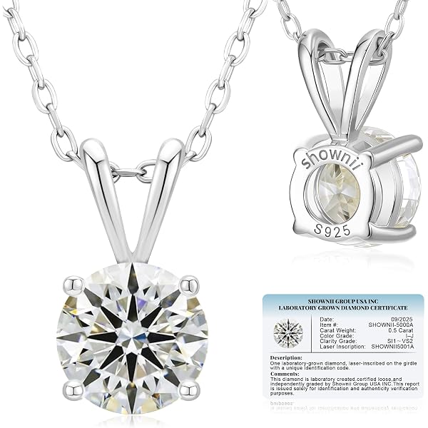 0.25 Carat Lab Grown Diamond Solitaire Pendant - Round White Diamond, 925 Sterling Silver Chain 18 Inch For Women - View #10