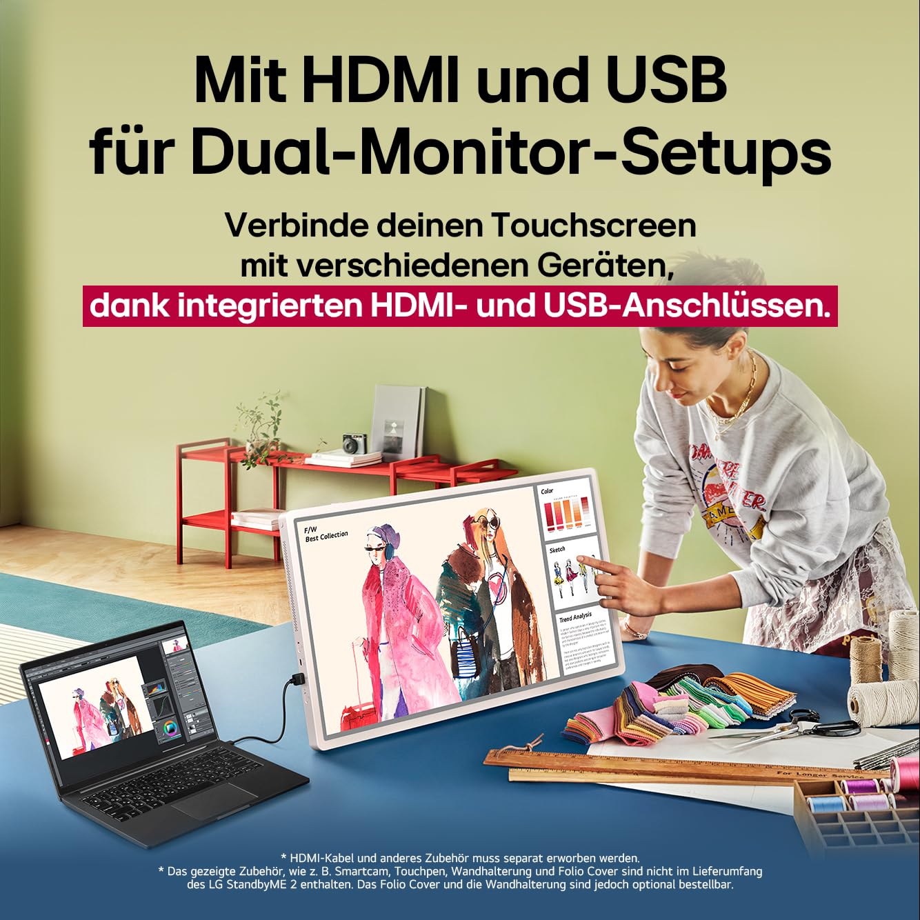 LG 27LX6TDGA TV (27 Zoll) Lifestyle TV StanbyME 2 (QHD Touchscreen, 60Hz, Integrierter Akku, Streaming Apps) Beigefarben 6