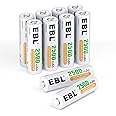 EBL 10 Counts AA Batteries 2500mAh 1.2V High Performance Precharged Ni-MH AA Rechargeable Batteries