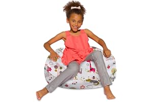 POSH CREATIONS Posh Beanbags Bean Bag Chair, Medium-27in, Canvas Jungle Animals on White
