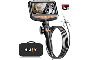 Hijoy Articulating Borescope Camera with Light - Two-Way Endoscope with 8 Adjustable LED Lights | 5" LCD Screen | 1920P HD Inspection Cameras with 0.33in Articulated Snake Camera for Men | S30