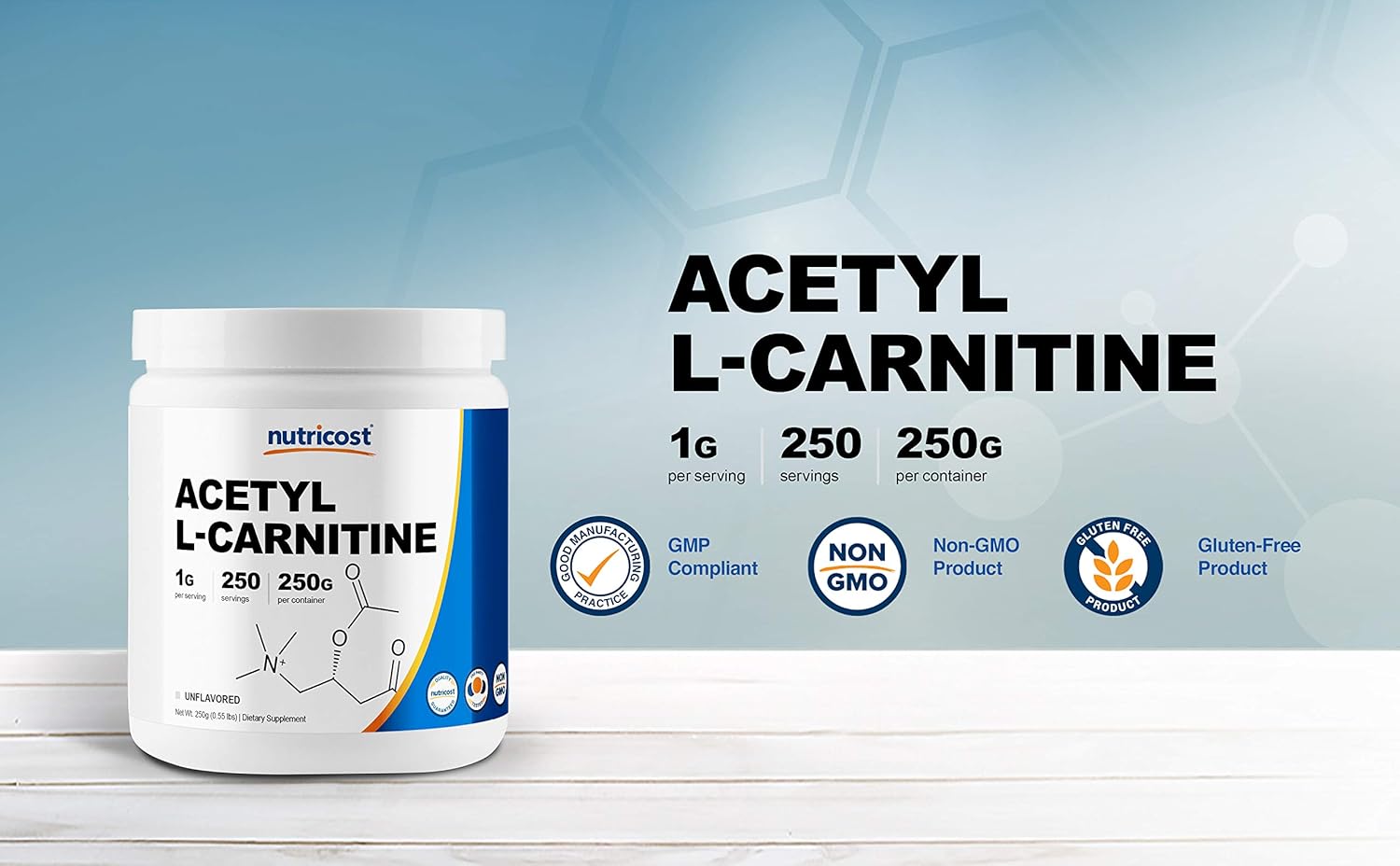 Nutricost Acetyl L-Carnitine (ALCAR) 250 Grams- 1G Per Serving - 250 Servings: Health & Personal Care