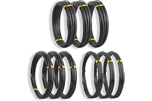 Sanlykate Bonsai Training Wire Kit, 9 Roll Tree Training Wires 295.27 Feet Total, 1.0mm, 1.5mm, 2.0mm Anodized Aluminum Wire Set, Hold Plant Branches Trunks - Black