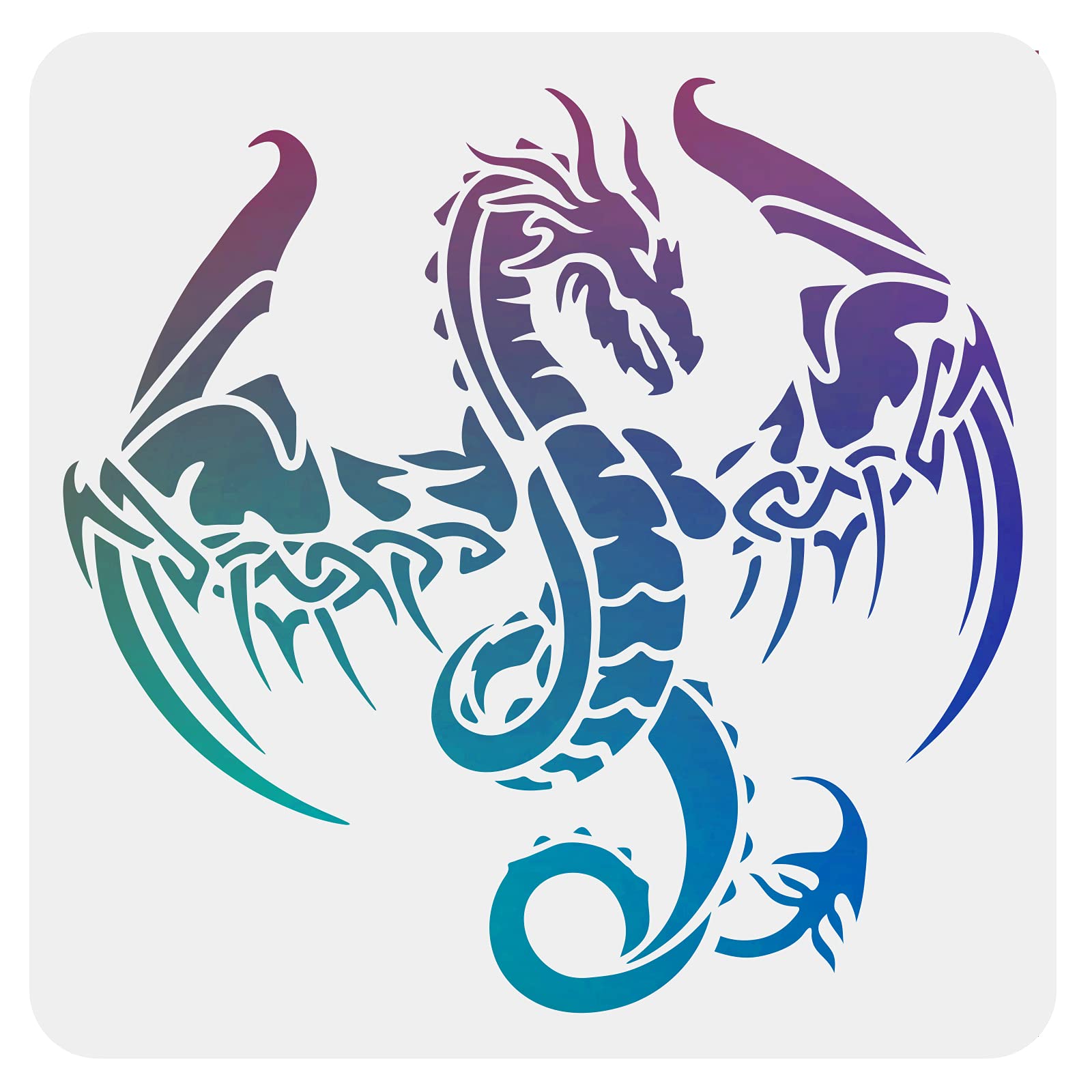 FINGERINSPIRE Dragon Stencil Decoration Template 30x30cm Plastic Dragon Drawing Painting Stencils Square Reusable Stencils for Create DIY Dragon Crafts and Decor — image 1