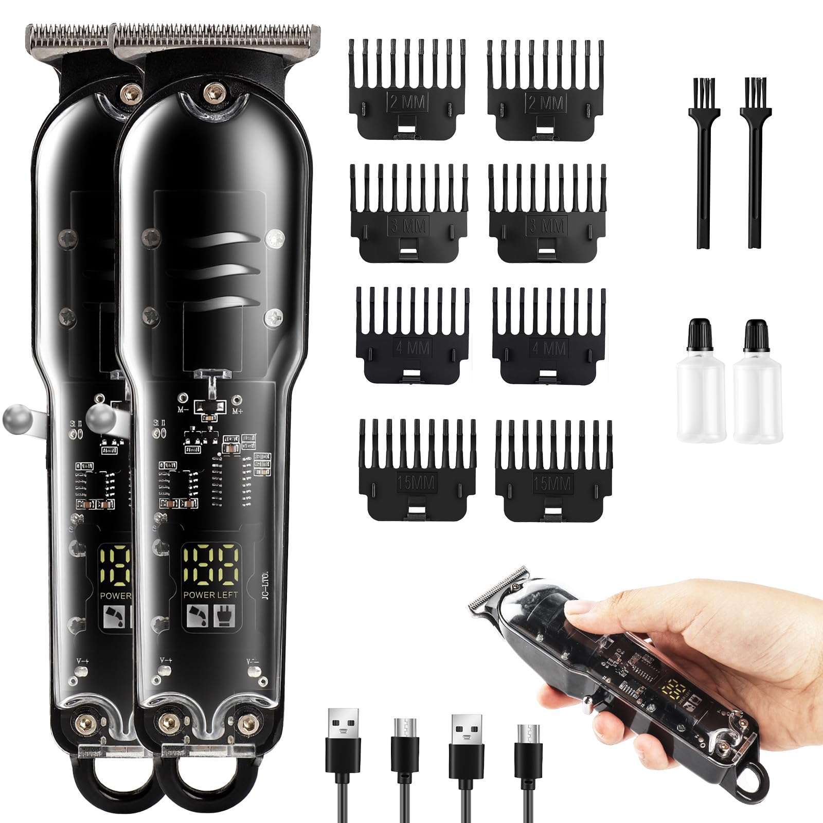 Photo 1 of 2 Pack Cordless Hair Clippers for Men Small Portable Hair Clipper with LED Display Sharp Stainless Steel Blades for Self-Haircut Use and Home Use