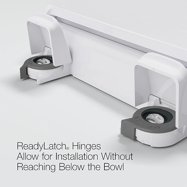 KOHLER 4636-RL-0 CACHET READYLATCH ELONGATED TOILET SEAT SLOW CLOSE, SOFT CLOSE TOILET SEAT QUIET LID, CONTOURED GRIP-TIGHT BUMPERS INSTALLATION HARDWARE, APARTMENT ESSENTIALS, WHITE