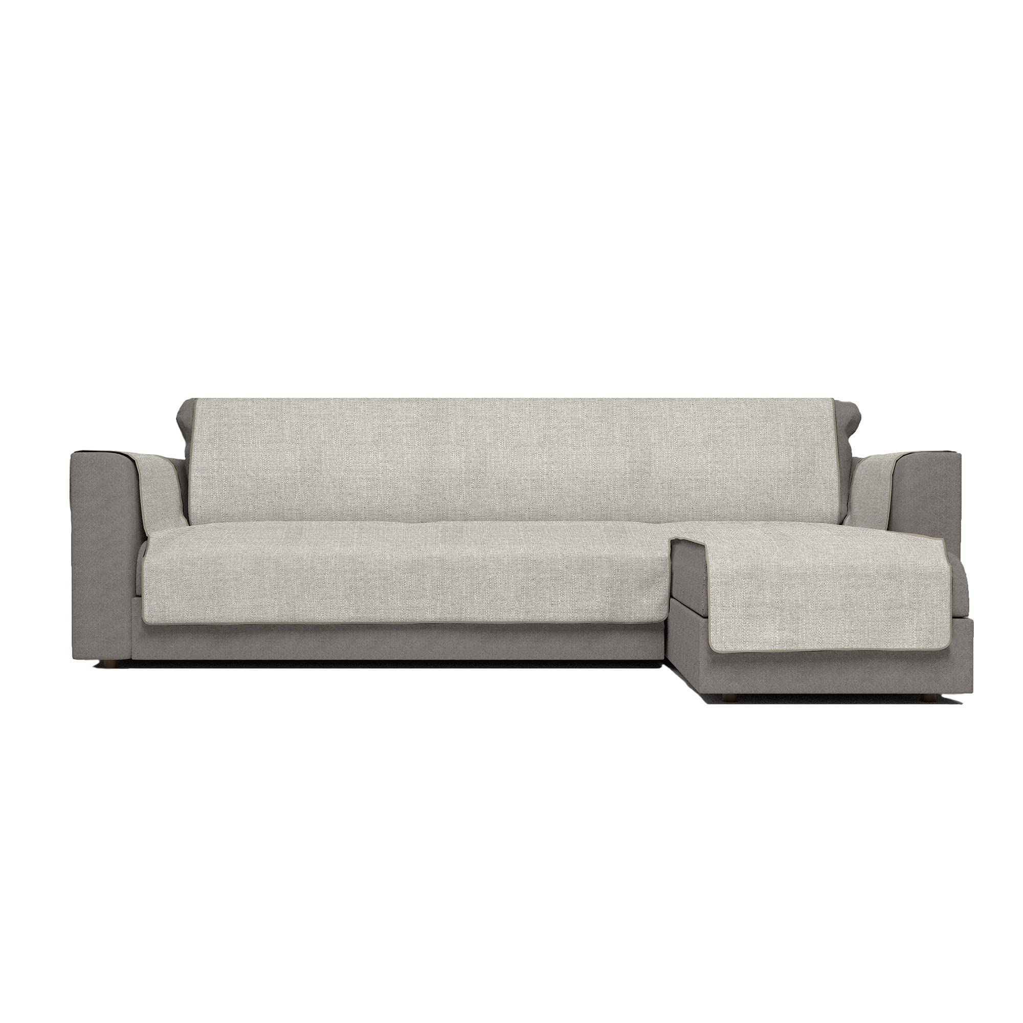 Italian Bed Linen Comfort anti-slip sofa cover with chaiselongue,290cm, beige, Polyester — image 1