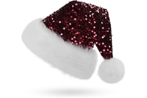 GORSBARK Santa Hat, Christmas Hat, Sequin Santa Hat for Adult, Santa Claus Hat, Sequin Santa Hat Adult for Party