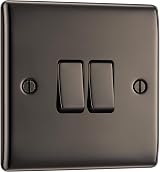 BG Electrical Nexus Metal 2 Way Double Light Switch Black Nickel NBN42