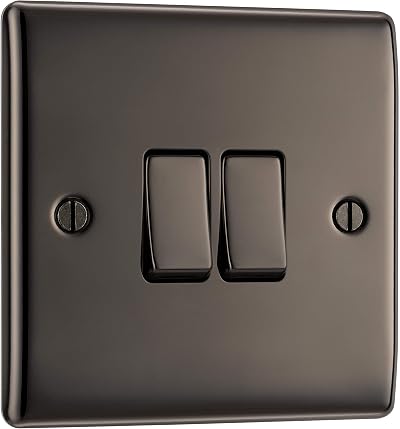 BG Electrical Nexus Metal 2 Way Double Light Switch Black Nickel NBN42