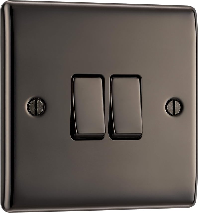 BG Electrical Nexus Metal 2 Way Double Light Switch Black Nickel NBN42