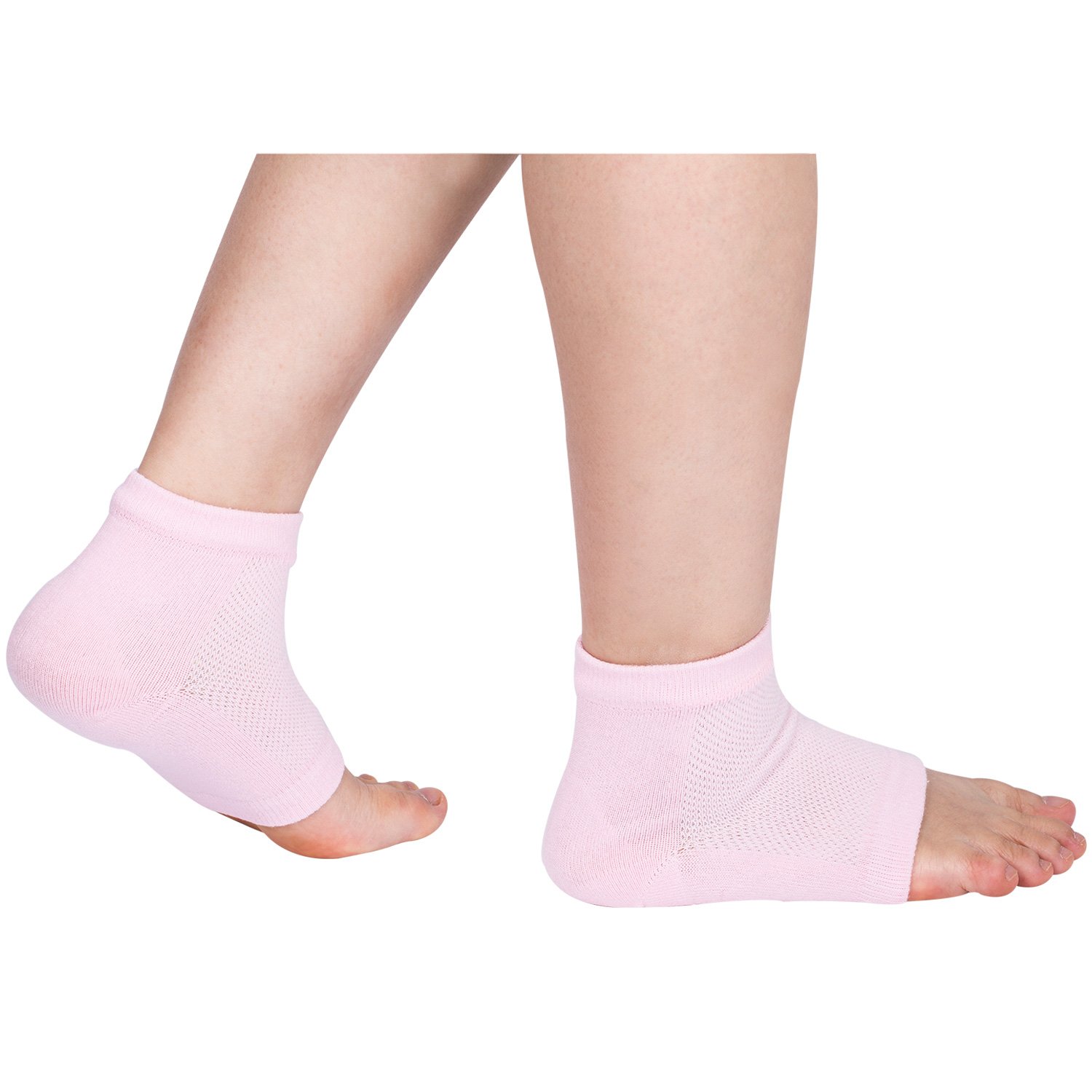 Bememo Soft Ventilate Gel Heel Socks Open Toe Socks for Dry Hard Cracked Skin Moisturizing Day Night Care Skin, 3 Pairs (Pink, Turquoise, Grey) : Beauty