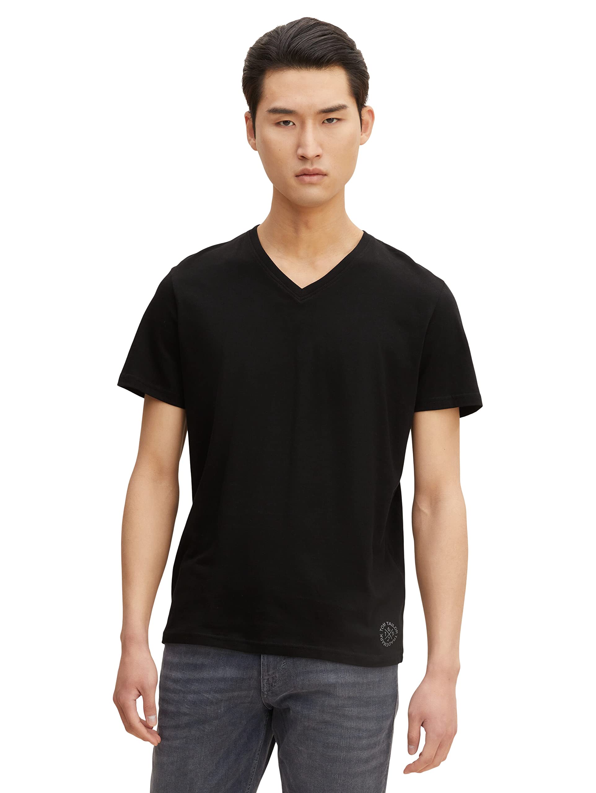 TOM TAILOR Herren T-Shirt mit V-Ausschnitt im Doppelpack, 29999 - Black, XXL 5