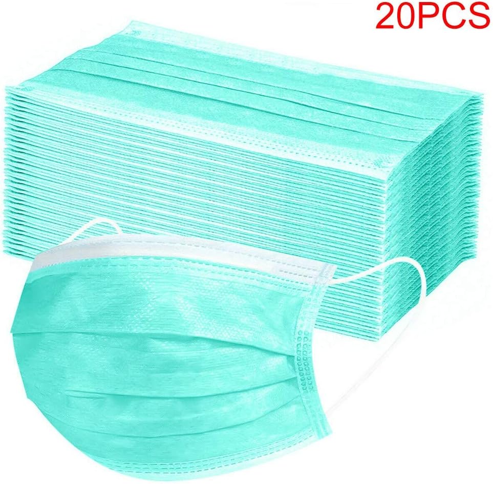20pcs Green Kids Disposable 3-Plys Anti-Dust With Elastic Earloop