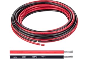 Shirbly 8 Gauge Wire - 20FT Red & 20FT Black Tinned Copper Cable for Car Audio Automotive Trailer Marine, PV Wire for Low Voltage LED Light (8AWG 20FT Red + 20FT Black)