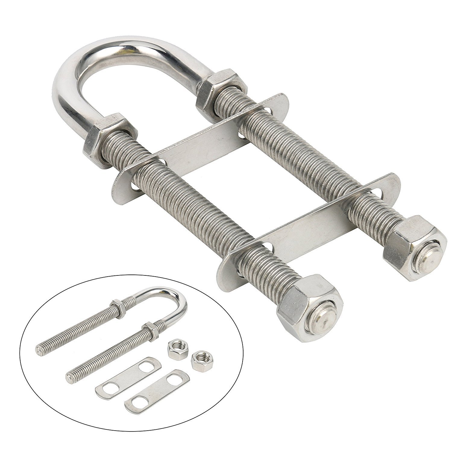Amarine Made Stainless Steel Marine Boat Stern Bow Eye Tie Down U Bolt (1/2-Inch and 3/8-Inch Optional)
