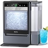 Nugget Ice Maker Countertop 60lbs/24H, 5-Min Ice Output, UV-C Purify | Dual Water Tank, 4.84lbs Large Basket, Pre-Filter, 80% Usable Ice Basket, Slower Ice Melt, 40dB Low Noise, Self-Cleaning