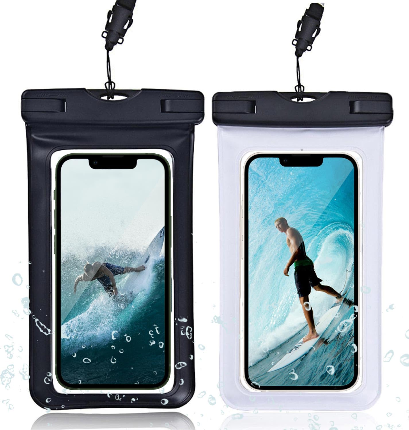 AOOTUERL 2 piece universal waterproof phone bag, underwater transparent phone protector, universal floating IPX8 waterproof dry bag phone case with lanyard, suitable for up to 6.5 inch