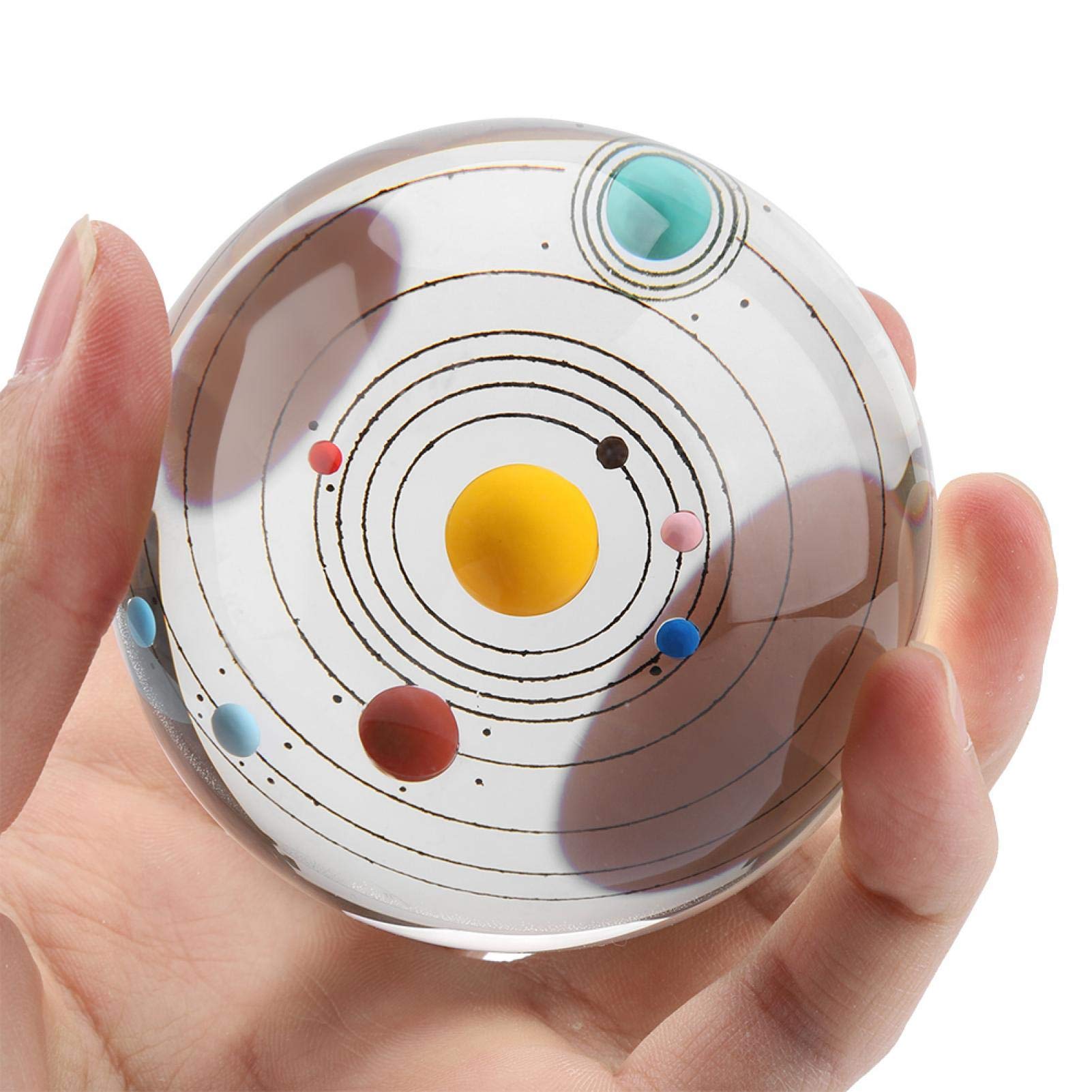 Alvinlite Transparent Galaxies Crystal Ball - 8cm/3.15in Clear Crystal Glass Sphere Fortune, Good Luck Ball Beautiful Home Office Decor Gift (Solar System)