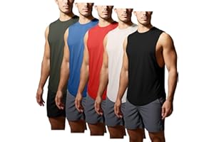 GYM REVOLUTION Men's 5 Pack Workout Tank Tops Muscle Gym Sleeveless Shirts