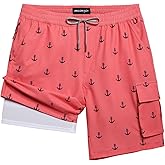maamgic Mens Swim Trunks with Compression Liner 9 inch Quick Dry Men Bathing Suit Stretch Board Shorts